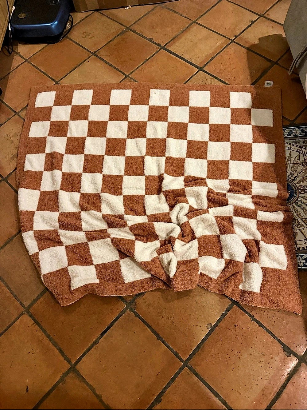Brown & White Checkered soft throw
